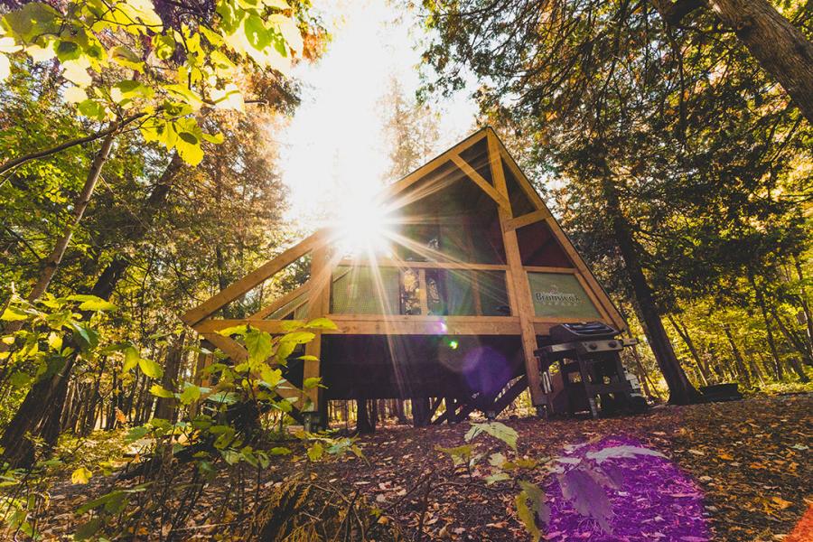 Chalet in the fall at Mactaquac Provincial Park