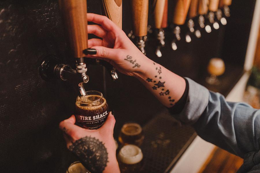 Sipping on brews at Tire Shack
