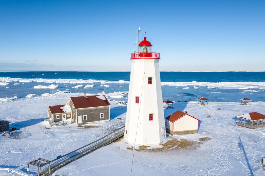 Miscou Island lighthouse in the winter