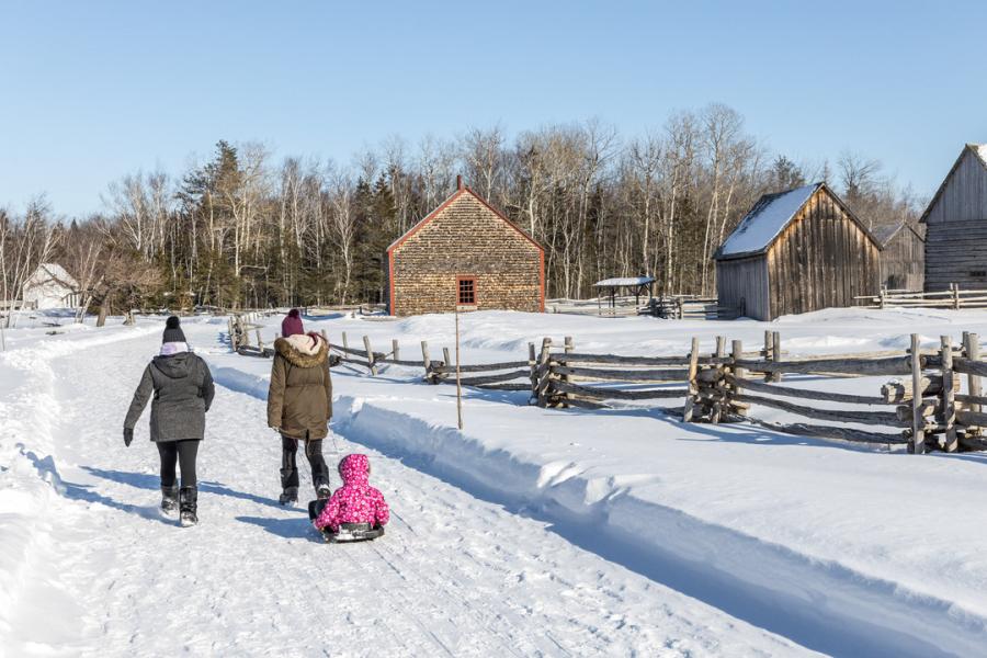Exploring the Village Historique Acadien in the wintertime