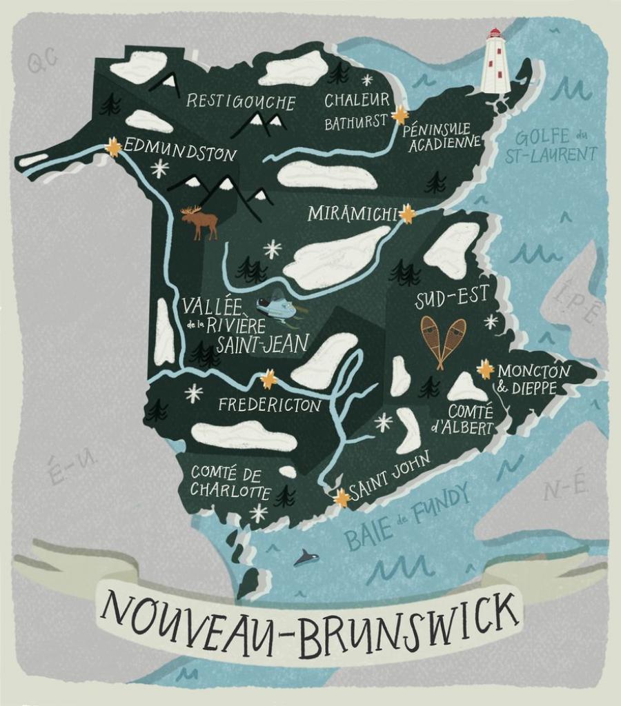 Carte hivernale régions Nouveau-Brunswick Canada