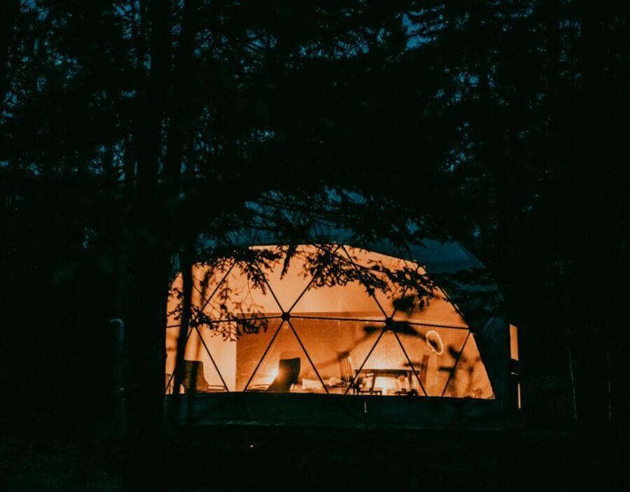 Glamp Camp domes in Waterborough, Grand Lake
