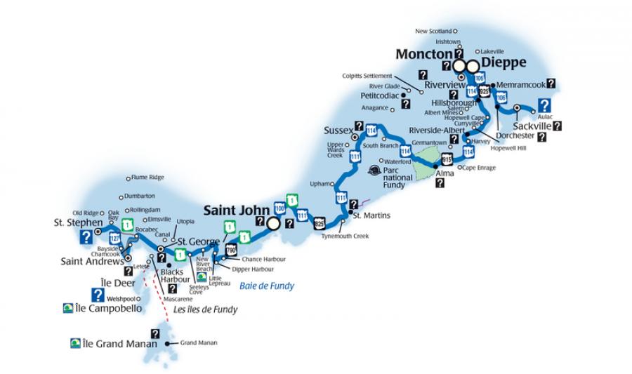 Carte Route du littoral de Fundy