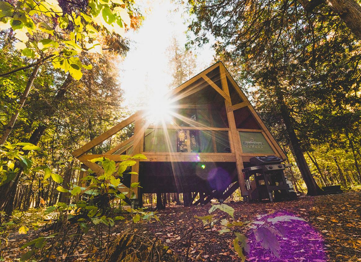 Chalet in the fall at Mactaquac Provincial Park